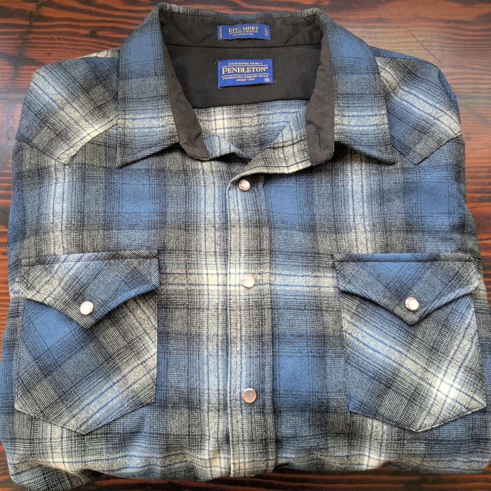 Pendleton Epic Shirt – 100% Virgin Wool Plaid Snap Shirt – Size XL